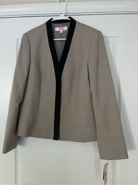 9 & Co. Taupe Blazer with Black Trim